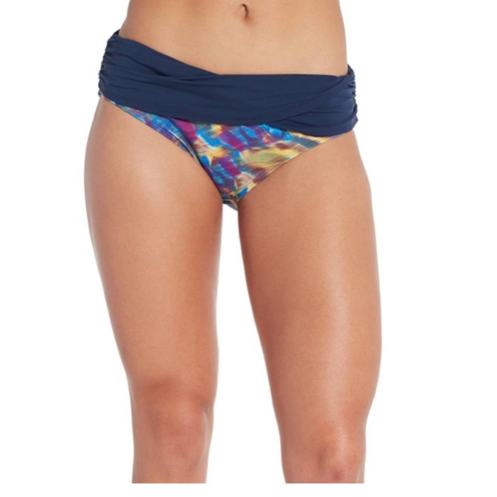 CALIA Overlap Blue Patterned Swim Bottoms, S & M
